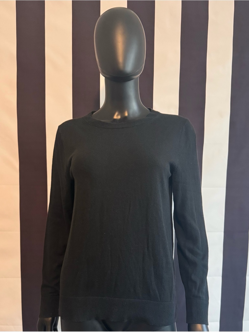 Banana Republic Black Long-Sleeve Crewneck Sweater